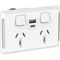 Pro Series, Twin Power Point, Horizontal Mount,1Ex2USBCHRG, Type A+C, 10A, 250V - Extra Vivid White