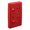 Medilec, Twin Switch Socket Outlet, 250V, 10A, 2 Gang, 1 Pole, Vertical - Red