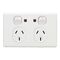 Classic C2000 Series, Twin Switch Socket Outlet, Classic, 250V, 10A, Indicator - White Electric