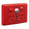 Medilec, RCD Protected Medilec, Twin Switch Socket Outlet, 250V, 10A, 1 Pole, Horizontal, 10mA RCD - Red