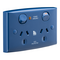 Medilec, Twin Switch Socket Outlet, 250V, 10A, Safety Shutter, Security Screw - Dark Blue