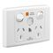Medilec, Twin Switch Socket Outlet, 250V, 10A, 2 Gang, 1 Pole - White Electric