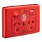 Medilec, Twin Switch Socket Outlet, 250V, 10A, 2 Gang, 1 Pole - Red