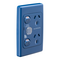 Medilec, Twin Switch Socket Outlet, 250V, 10A, 2 Gang, 1 Pole, Vertical - Dark Blue