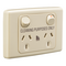 Medilec, Twin Switch Socket Outlet, 250V, 10A, 2 Gang, 1 Pole, Cleaner Label - Beige