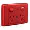Medilec, Twin Switch Socket Outlet, 250V, 10A, 2 Gang, 1 Pole - Red