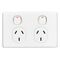 Classic C2000 Series, Twin Switch Socket Outlet, Classic, 250V, 10A, Safety shutter - White Electric