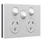 Saturn Zen, Double Power Point, With Extra Switch Horizontal Mount, 250V, 10A - Zen White
