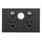 Saturn Zen, Double Power Point, Horizontal Mount, 250V, 10A, Less Extra Switch - Zen Black