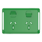 Pro Series, Twin Power Point Skin, Horizontal Mount, 250V, 10A, Clip-On - Green
