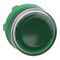 Harmony XB5, Head for illuminated push-button, plastic, green flush, 22mm, universal LED, spring return, plain lens