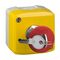 Harmony XALD XALK, Control station, plastic, yellow lid, 1 red mushroom push-button 40mm, key release, 1NC