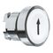 Harmony XB4, push-button head, metal, flush, white, 22mm, spring return, marked UP ARROW