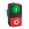 Harmony XB5, Head for illuminated double headed push-button, 1 green flush/ 1 red projecting, 22mm, unmarked