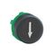 Harmony XB5, push-button head, plastic, flush, black, 22mm, spring return, marked DOWN ARROW
