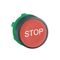 Harmony XB5, push-button head, plastic, flush, red, 22mm, spring return, marked STOP
