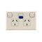 Excel - Horizontal double powerpoint RCD protected 2 gang 10A 240V a.c. with RCD 10mA white