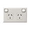 Excel - Horizontal double powerpoint 2 gang 10A 240V a.c. misty grey