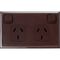 Excel - Horizontal double powerpoint 2 gang 10A 240V a.c. brown