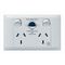 Excel Life - Medical - Common plate - Horizontal RCD protected double powerpoint - with power available & supplied LEDs - RCD protected engraved - antimicrobial & chemical resistant 2 gang 10A 240V a.c. RCD 10mA white