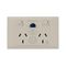Excel Life - Medical - Common plate - Horizontal RCD protected double powerpoint - with power available & supplied LEDs - &#39;RCD protected&#39; engraved - antimicrobial & chemical resistant 2 gang 10A 240V a.c. RCD 30mA beige