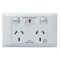 Excel Life - Medical - Common plate - Horizontal double powerpoint - RCD protected engraved - antimicrobial & chemical resistant 2 gang 10A 240V a.c. with LED power available white