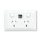 Excel Life - Common plate - Double Powerpoint 10A 230-240V a.c. with integrated USB charger 2.4A per output - White