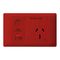Excel Life - Medical - Common plate - Horizontal single powerpoint - RCD protected engraved - antimicrobial & chemical resistant 1 gang 15A 240V a.c. with LED power available red