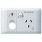 Excel Life - Medical - Common plate - Horizontal single powerpoint - RCD protected engraved - antimicrobial & chemical resistant 1 gang 10A 240V a.c. with LED power available & circuit ID white