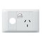 Excel Life - Common plate - Horizontal single powerpoint 1 gang 10A 240V a.c. with extra hole white