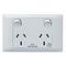 Excel Life - Medical - Common plate - Horizontal double powerpoint - RCD protected engraved - antimicrobial & chemical resistant 2 gang 10A 240V a.c. white