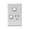Excel - Vertical single powerpoint 1 gang 10A 240V a.c. with extra switch & safety shutters white