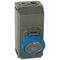 HYPRA - IEC industrial surface mount socket IP66/67 2P+E 240V a.c. 63A grey