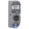 HYPRA - IEC industrial MCB protected outlet IP66/67 2P+E combination switched socket/McB 2P+E 240V a.c. 16A grey