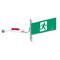 E3 LED Exit Sign - Recessed with remote gear and lithium battery - Stainless steel wall plate on the left - Single Sided - Running man straight - Galaxy