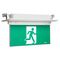 E2 LED Exit Sign complete with running man decals - white finish with lithium battery - Axiom