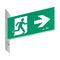 E3 LED Exit Sign Diffuser - Stainless steel wall plate on the left - Double Sided - Running man right
