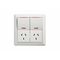 Como - Vertical double powerpoint 2 gang 10A 240V a.c. with neon square plate white