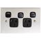 Architectural metal - Horizontal double powerpoint 2 gang 10A 240V a.c. black with extra switch stainless steel plate