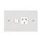 Architectural metal - Horizontal single powerpoint 1 gang 15A 240V a.c. white stainless steel plate