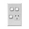 Excel - Vertical single powerpoint 1 gang 10A 240V a.c. with 2 extra switches & safety shutters white