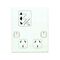 Excel - Horizontal double powerpoint with shaver outlet 2 gang 10A 240V a.c. with white
