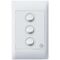 Excel Life - Medical - Common plate - Vertical rocker switch - Single Pole Double Throw - - antimicrobial & chemical resistant 3 gang 16AX 240V a.c. white