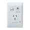 Excel Life - Medical - Common plate - Vertical single powerpoint - RCD protected engraved - antimicrobial & chemical resistant 1 gang 15A 240V a.c. with LED power available white