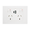 HPM VIVO 10A Double Powerpoint with Integrated Type A+C 2.4A USB Chargers White