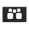 Linea - Powerpoint coverplate 2 gang with extra hole midnight dash