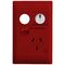Excel Life - Medical - Common plate - Vertical single powerpoint - RCD protected engraved - antimicrobial & chemical resistant 1 gang 10A 240V a.c. with LED power available & circuit ID red