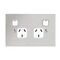 Architectural metal - Horizontal double powerpoint 2 gang 10A 240V a.c. white stainless steel plate