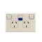 Excel - Horizontal double powerpoint RCD protected 2 gang 10A 240V a.c. with RCD 10mA gloss white
