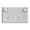 Excel - Horizontal double powerpoint 2 gang 10A 240V a.c. with extra safety gloss white